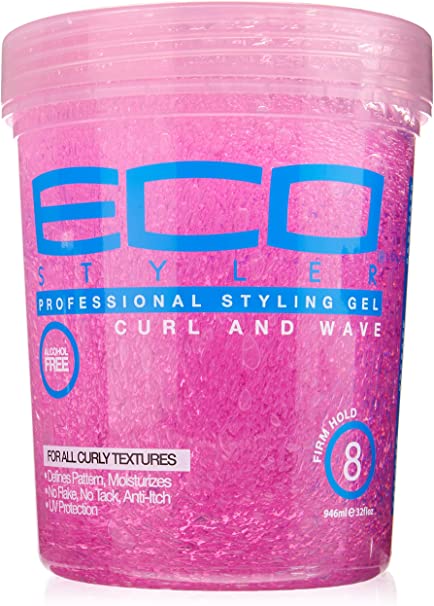 GEL DE PEINADO DE FIJACIÓN MEDIA ALTA PARA CABELLO RIZADO 946ml Eco Styler Styling Gel Curl & Wave Pink ECOCO ECO STYLE