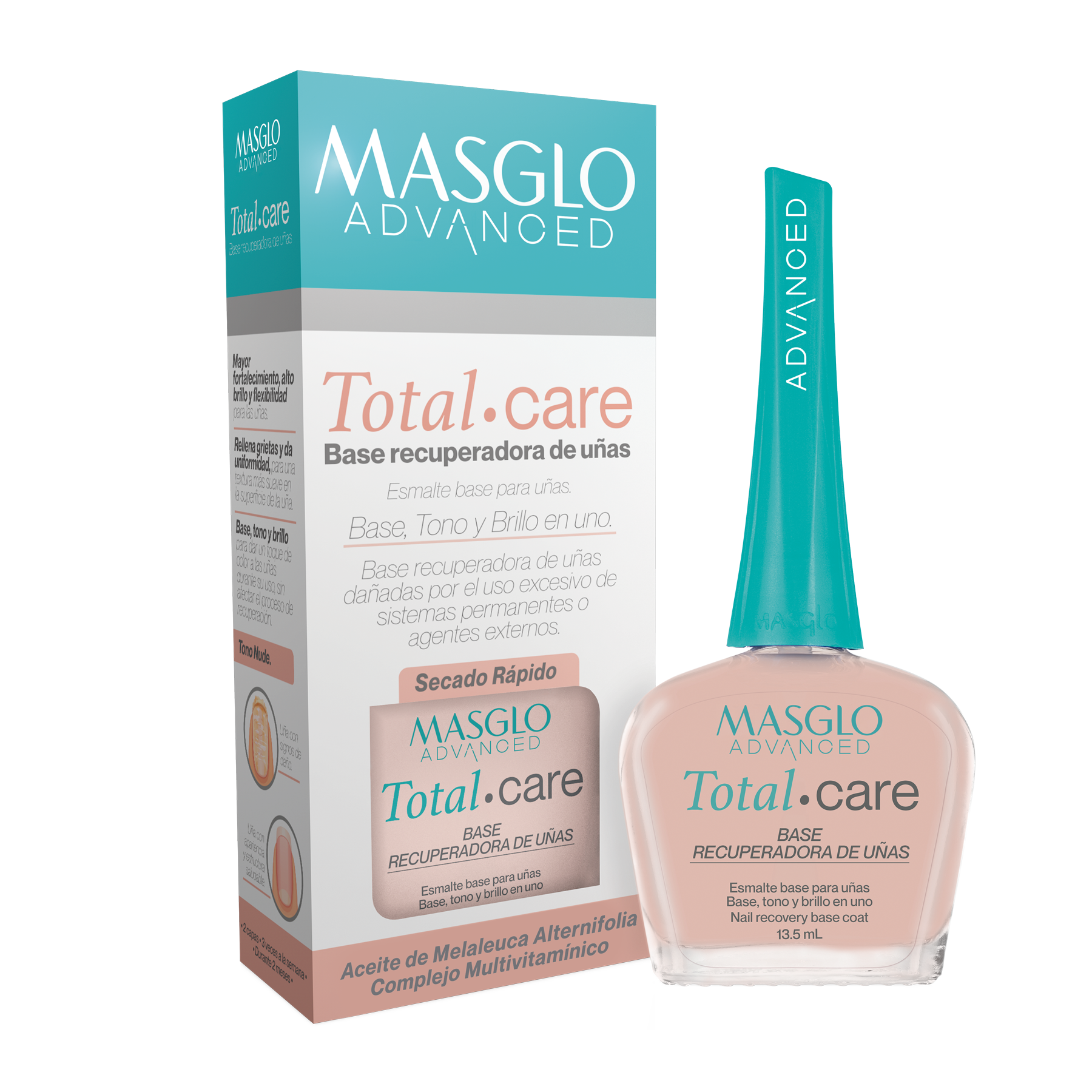 BASE RECUPERADORA de UÑAS Total Care 13,5ml MASGLO - Imagen 4
