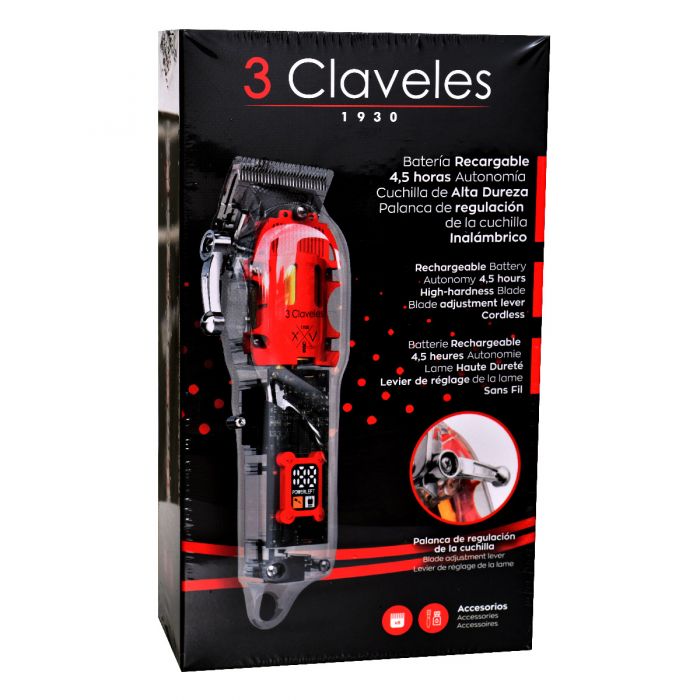 MÁQUINA CORTAPELOS PROFESIONAL CORDLESS INALÁMBRICA PANTALLA LCD CARCASA TRANSPARENTE 3 CLAVELES - Imagen 2