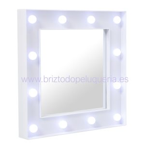Espejo Acrilico con Iluminacion LED regulable A PILAS Blanco 31x4x31 cm E Camacho