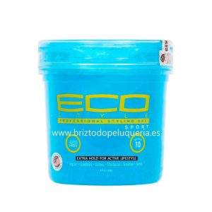 GEL DE PEINADO DE FIJACIÓN FUERTE PARA CABELLO, ESPECIAL PARA DEPORTE CON PROTECTOR UV Styling Gel Color Blue Sport ECOCO ECO STYLE