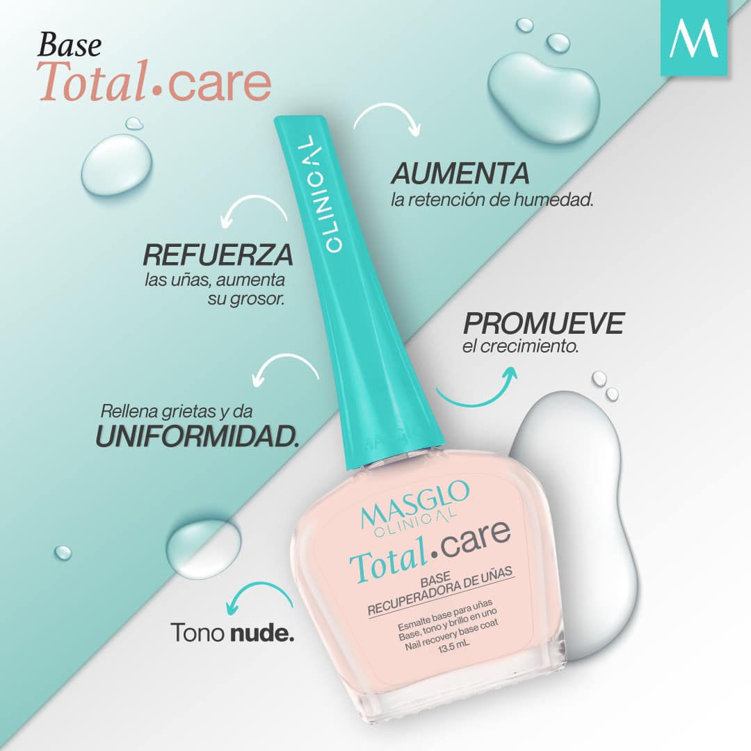 BASE RECUPERADORA de UÑAS Total Care 13,5ml MASGLO - Imagen 2